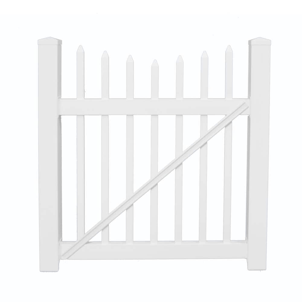 Weatherables Stratford 4 ft. W x 3 ft. H White Vinyl Picket Fence Gate Kit