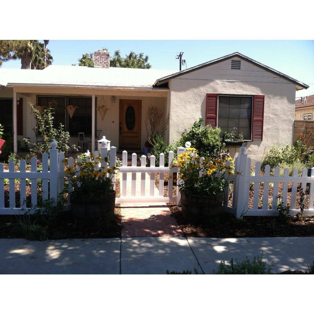 Weatherables Ellington 5 ft. W x 4 ft. H White Vinyl Picket Fence Gate Kit Includes Gate Hardware