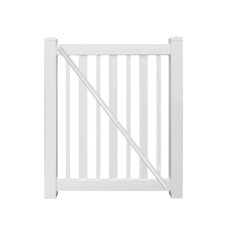 Weatherables Atlantis White Vinyl Pool Fence Gate - 4.5 ft W x 4 ft H