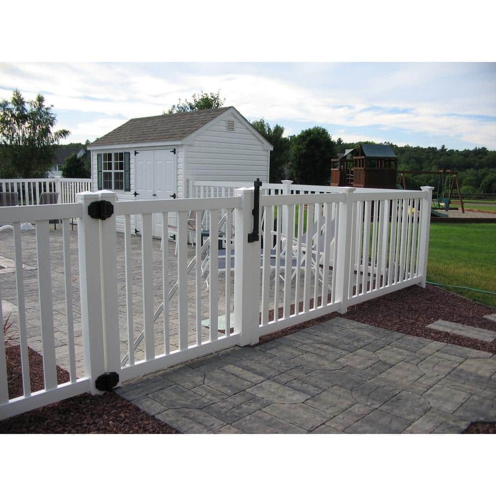 Weatherables Atlantis White Vinyl Pool Fence Gate - 4.5 ft W x 4 ft H