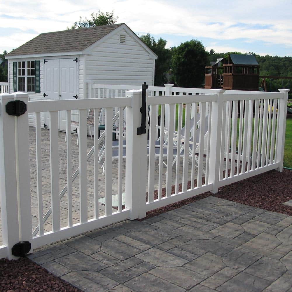 Weatherables Atlantis White Vinyl Pool Fence Gate - 4.5 ft W x 4 ft H