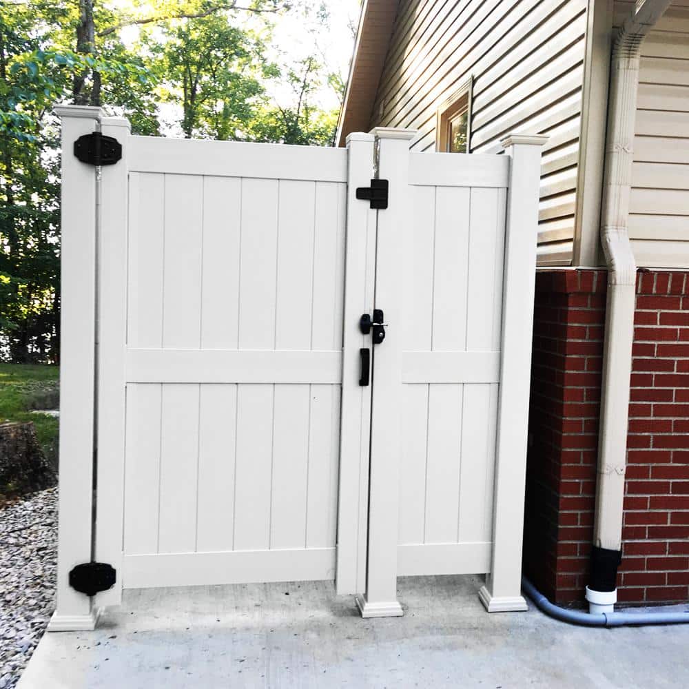 Weatherables Augusta 3.7 ft. x 7 ft. White Vinyl Privacy Fence Gate Kit