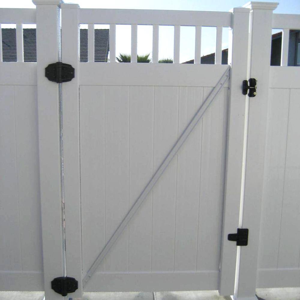 Weatherables Calgary 5.4 ft. x 7 ft. White Vinyl Privacy Fence Gate Kit