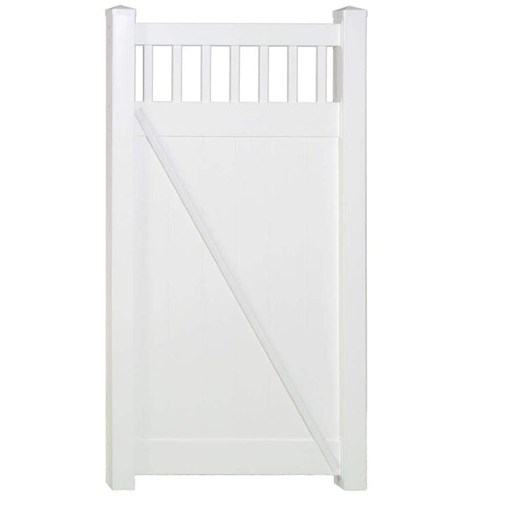 Weatherables Calgary 5.4 ft. x 7 ft. White Vinyl Privacy Fence Gate Kit