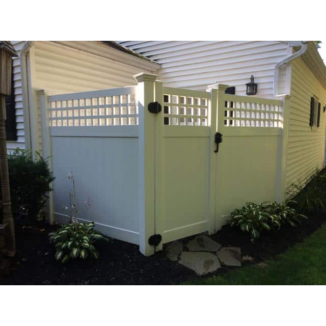 Weatherables Gideon 3.5 ft. x 6 ft. White Vinyl Privacy Single Fence Gate Kit