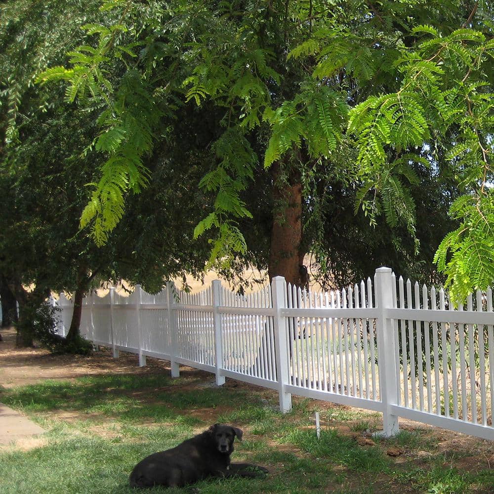 Weatherables Stratford 3 ft. H x 8 ft. W White Vinyl Picket Fence Panel Kit