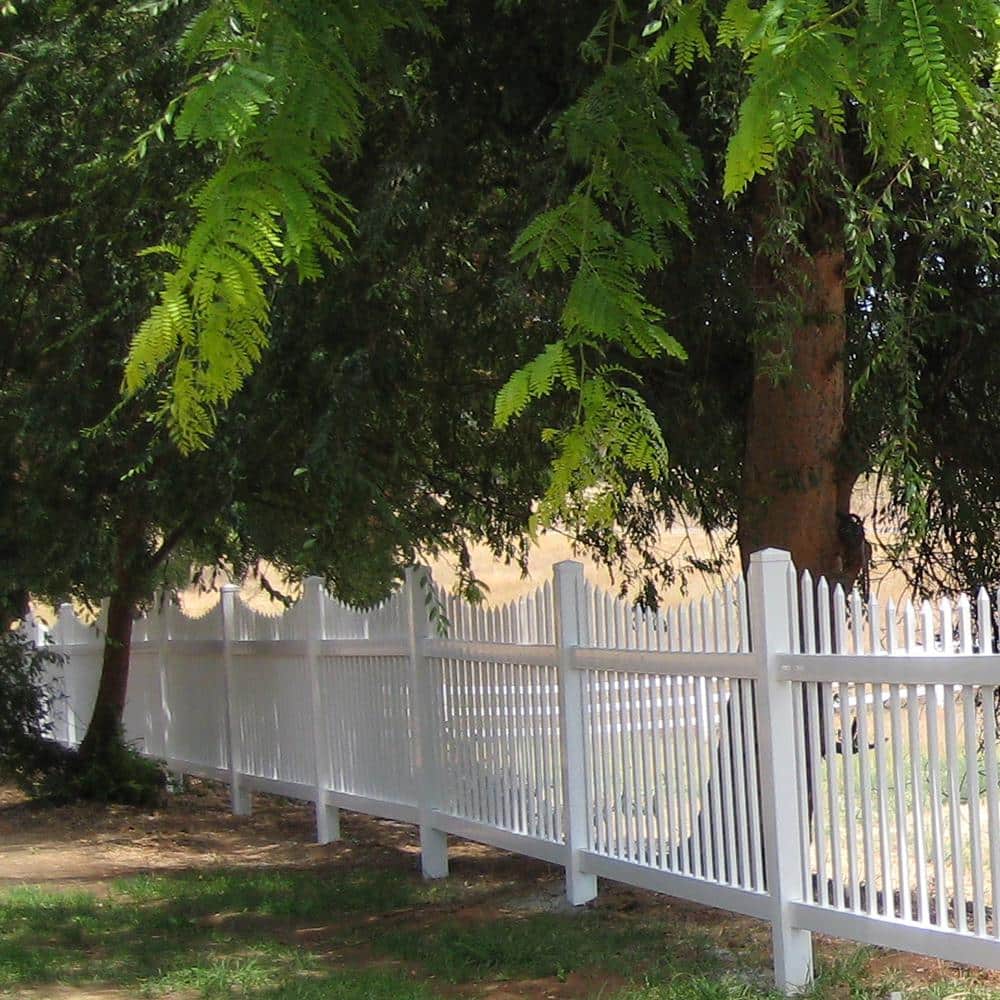 Weatherables Stratford 3 ft. H x 8 ft. W White Vinyl Picket Fence Panel Kit