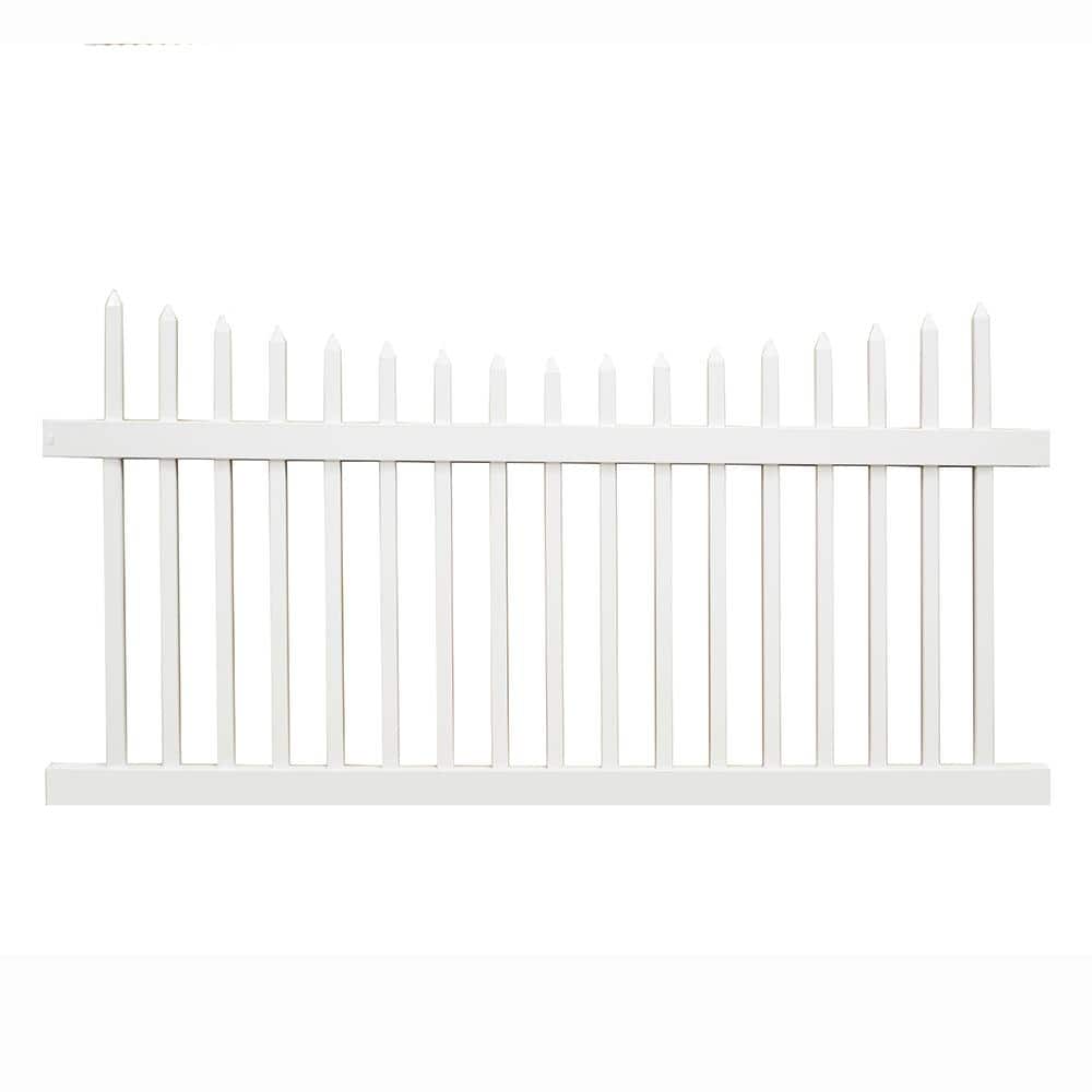 Weatherables Stratford 3 ft. H x 8 ft. W White Vinyl Picket Fence Panel Kit