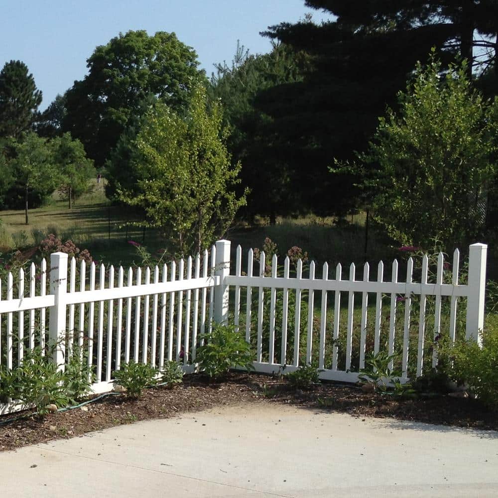 Weatherables Stratford 3 ft. H x 8 ft. W White Vinyl Picket Fence Panel Kit