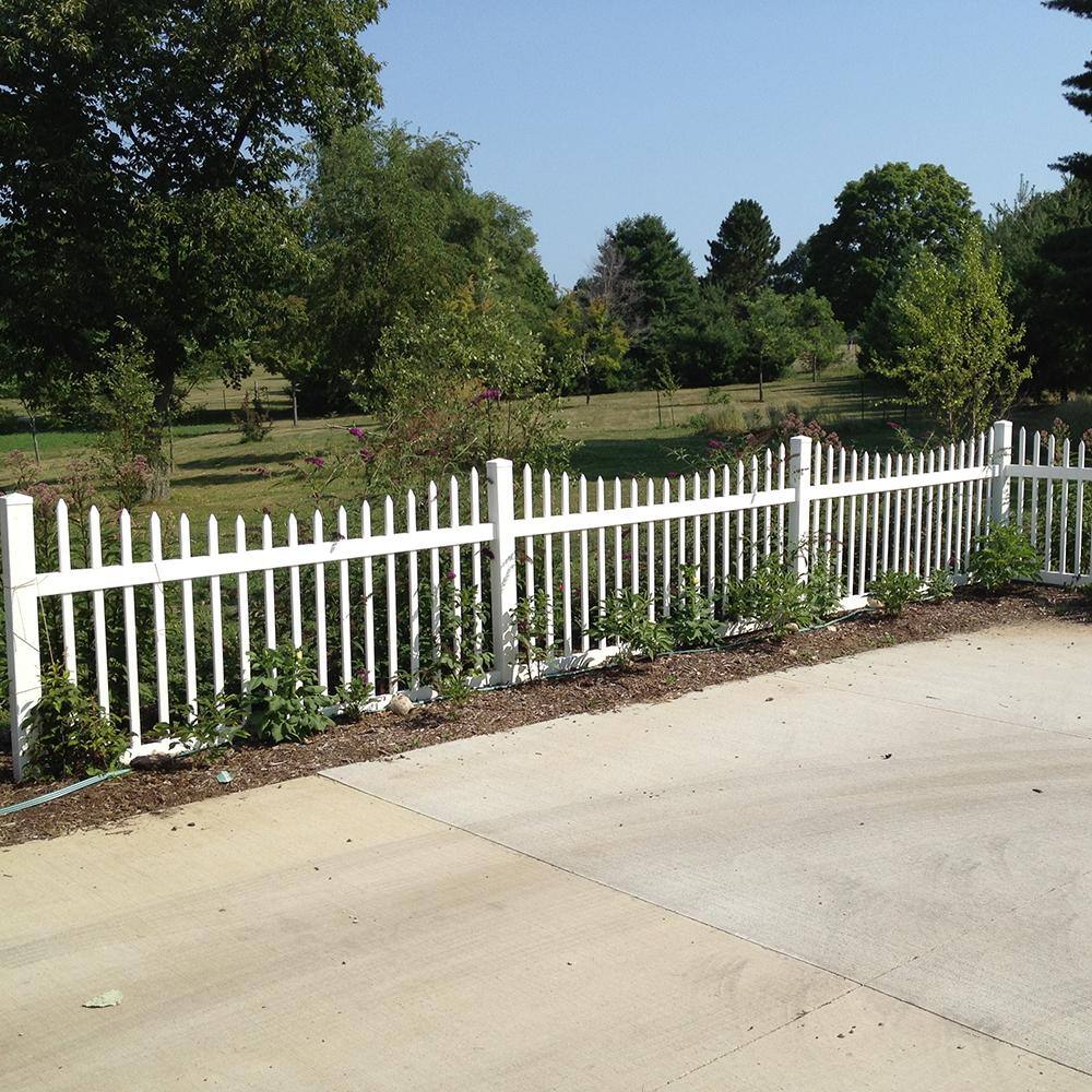 Weatherables Stratford 3 ft. H x 8 ft. W White Vinyl Picket Fence Panel Kit