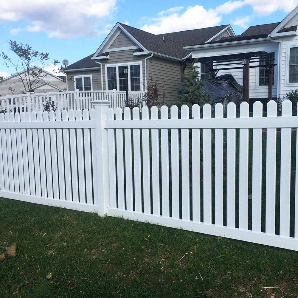 Weatherables Provincetown 5 ft. x 8 ft. White Vinyl Picket Fence Panel Kit