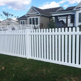 Weatherables Provincetown 5 ft. x 8 ft. White Vinyl Picket Fence Panel Kit