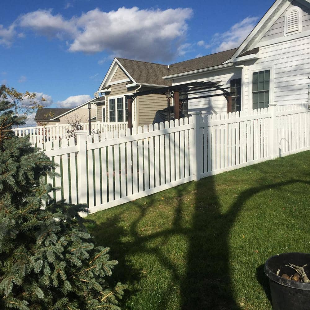 Weatherables Provincetown 5 ft. x 8 ft. White Vinyl Picket Fence Panel Kit
