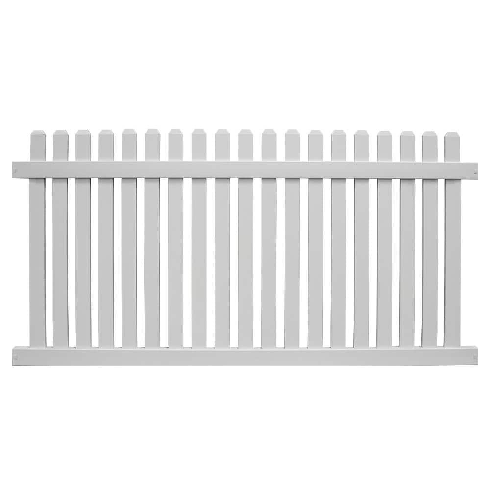 Weatherables Provincetown 5 ft. x 8 ft. White Vinyl Picket Fence Panel Kit