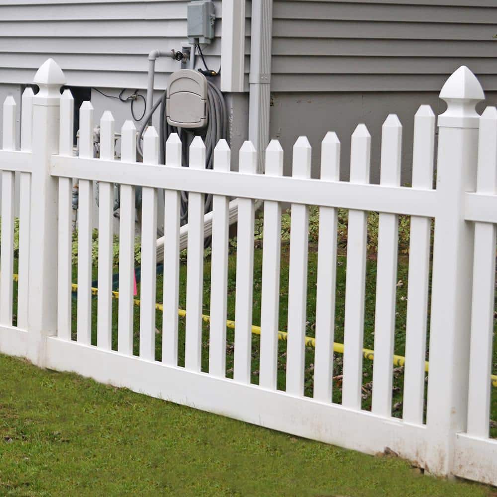 Weatherables Hampshire 4 ft. H x 6 ft. W White Vinyl Picket Fence Panel Kit