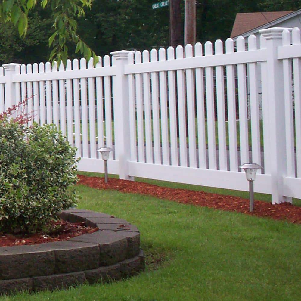 Weatherables Plymouth White Vinyl Picket Fence Project Pack - 4 ft. H x 124 ft. L