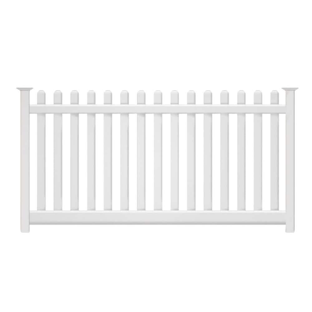 Weatherables Plymouth White Vinyl Picket Fence Project Pack - 4 ft. H x 124 ft. L