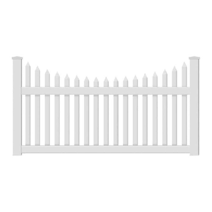 Weatherables 4 ft. H x 124 ft. L Picket Dog Ear Scalloped Hampshire White Vinyl Complete Top Fence Project Pack