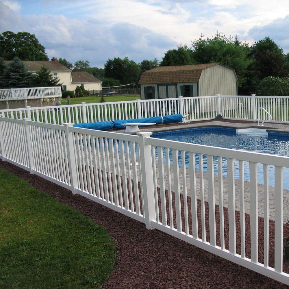 Weatherables Atlantis 4 ft. H x 8 ft. W White Vinyl Pool Fence Panel