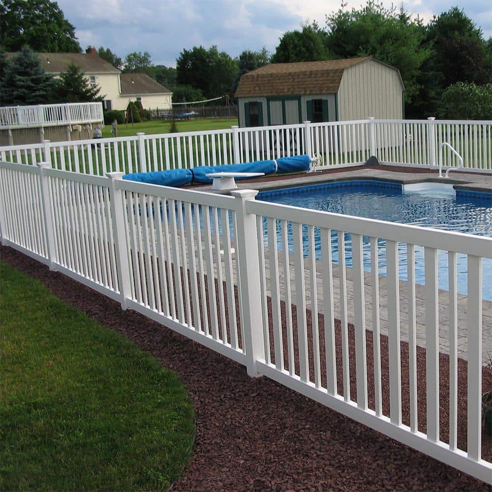 Weatherables Atlantis 4 ft. H x 8 ft. W White Vinyl Pool Fence Panel