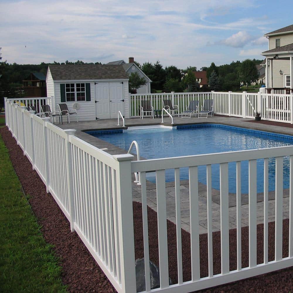 Weatherables Atlantis 4 ft. H x 8 ft. W White Vinyl Pool Fence Panel