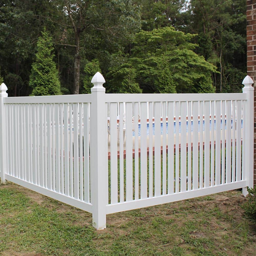 Weatherables Sarasota 4x8 White Vinyl Pool Fence Panel