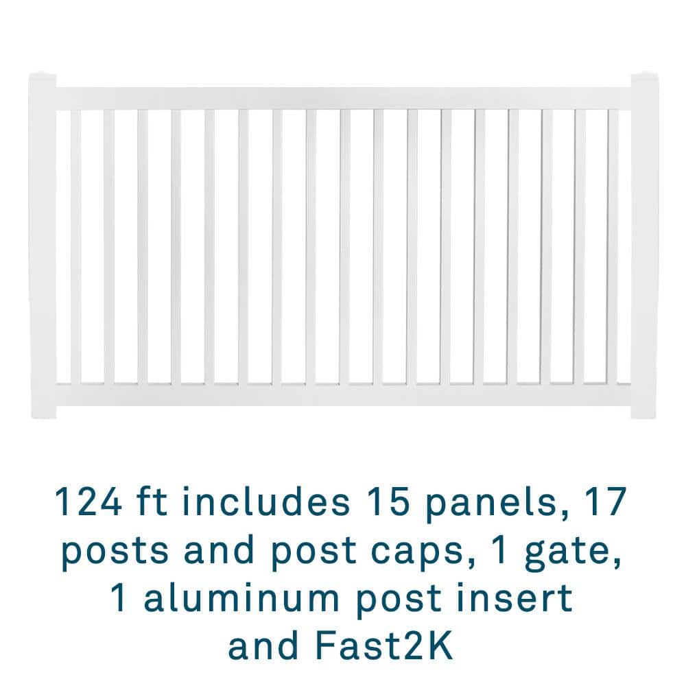 Weatherables 48 in. H x 124 ft. L Neptune White Vinyl Complete Vinyl Pool Fence Project Pack