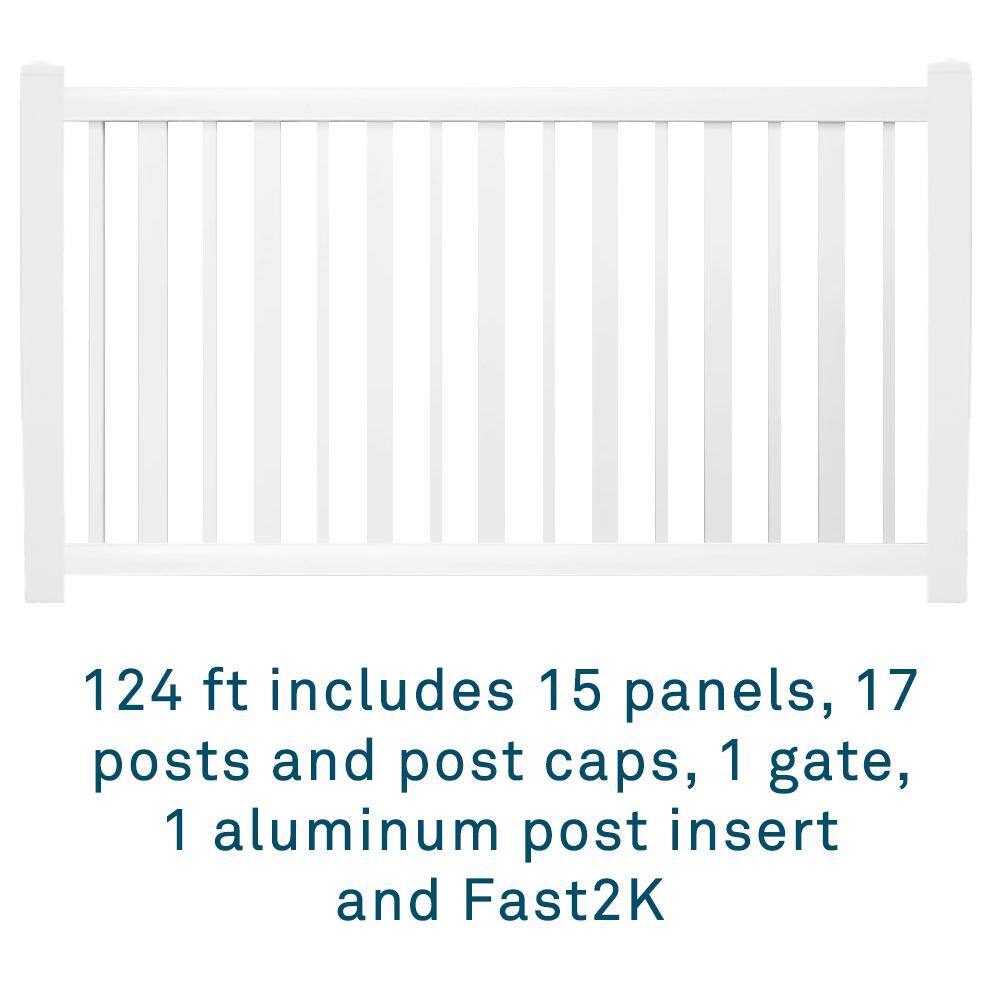 Weatherables 48 in. H x 124 ft. L Atlantis White Vinyl Complete Vinyl Pool Fence Project Pack