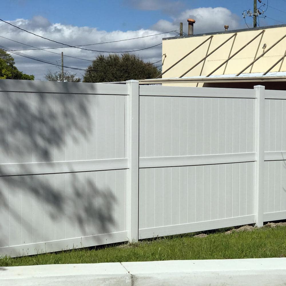Weatherables Augusta 8 ft. x 8 ft. White Vinyl Privacy Fence Panel Kit