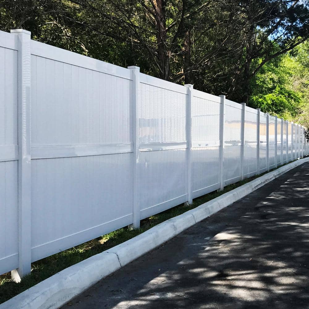 Weatherables Augusta 8 ft. x 8 ft. White Vinyl Privacy Fence Panel Kit