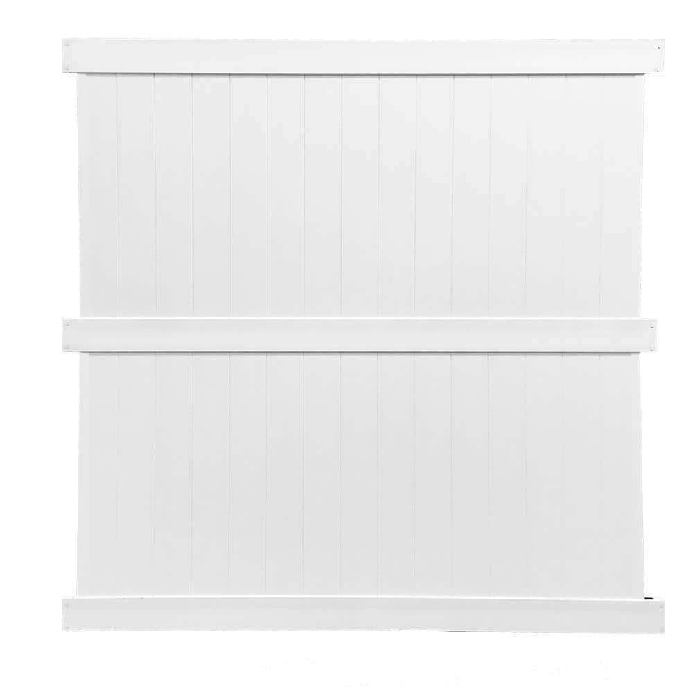 Weatherables Augusta 8 ft. x 8 ft. White Vinyl Privacy Fence Panel Kit
