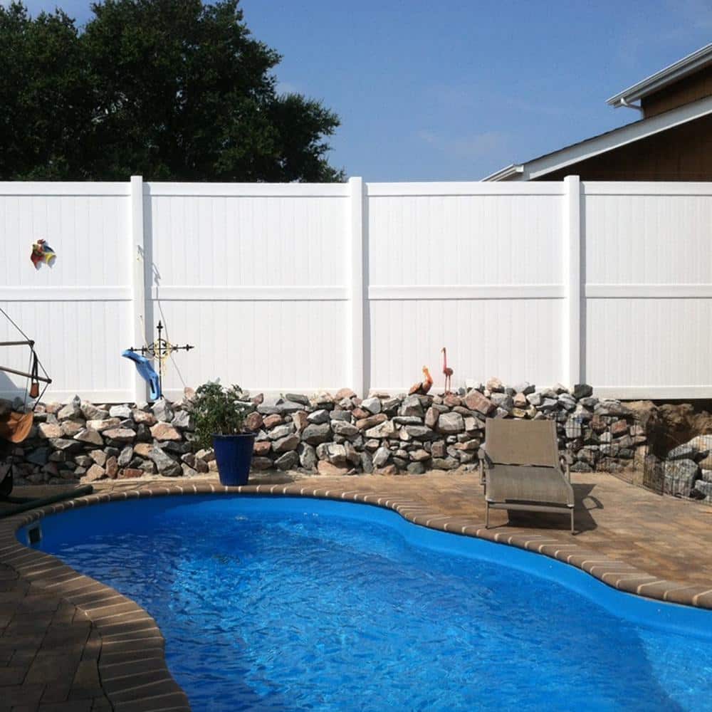 Weatherables Augusta 8 ft. x 8 ft. White Vinyl Privacy Fence Panel Kit