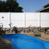 Weatherables Augusta 8 ft. x 8 ft. White Vinyl Privacy Fence Panel Kit