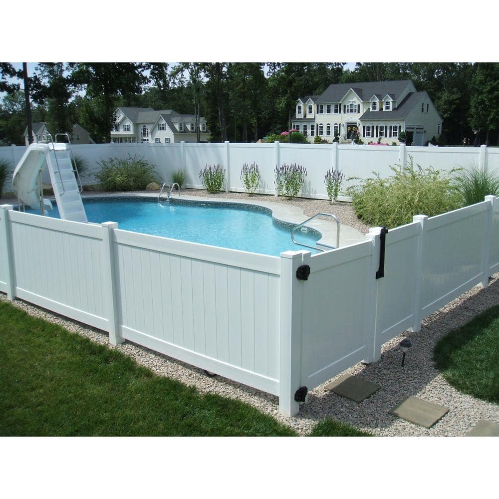 Weatherables 48 in. H x 132 ft. L Pembroke White Vinyl Flat Top Complete Privacy Fence Project Pack