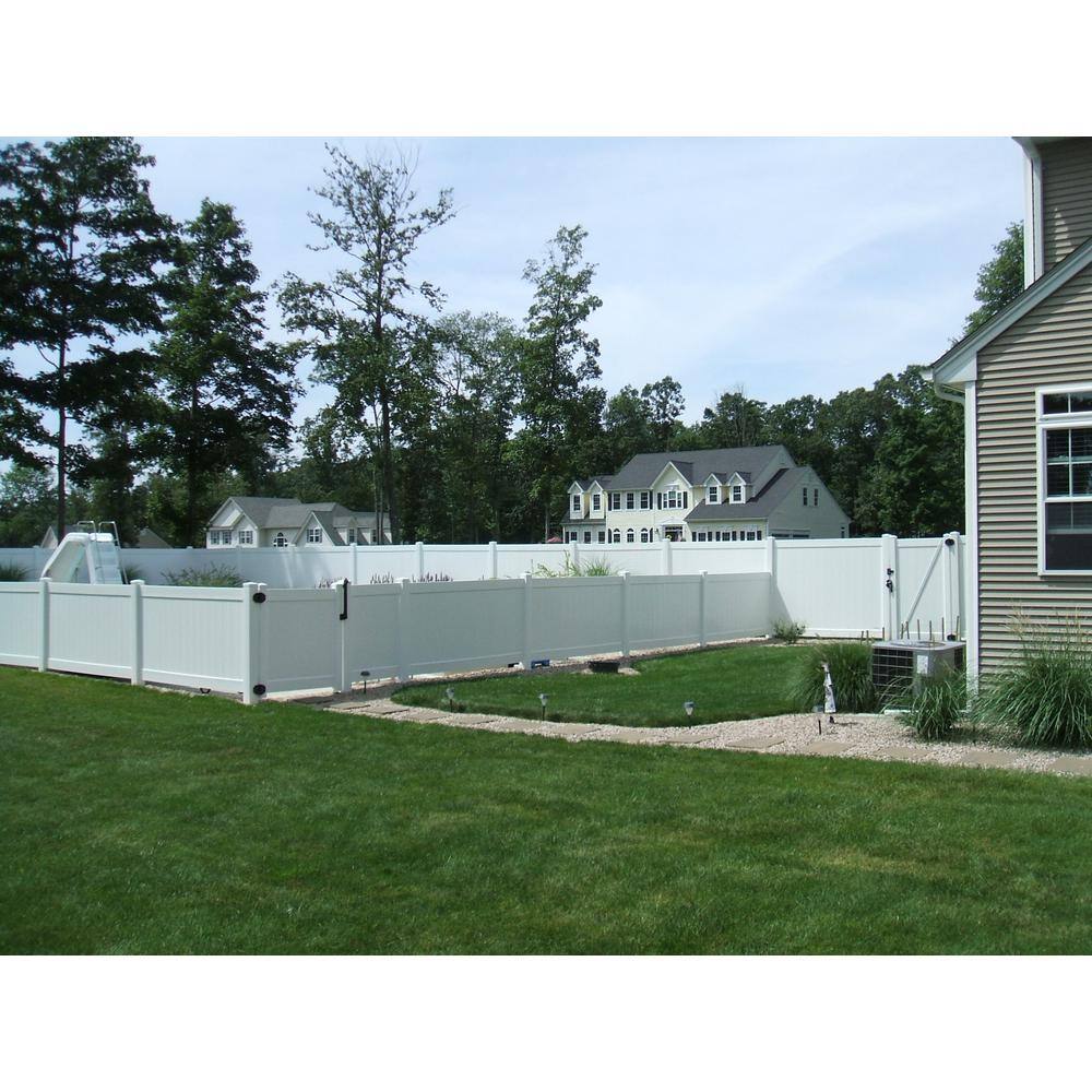 Weatherables 48 in. H x 132 ft. L Pembroke White Vinyl Flat Top Complete Privacy Fence Project Pack