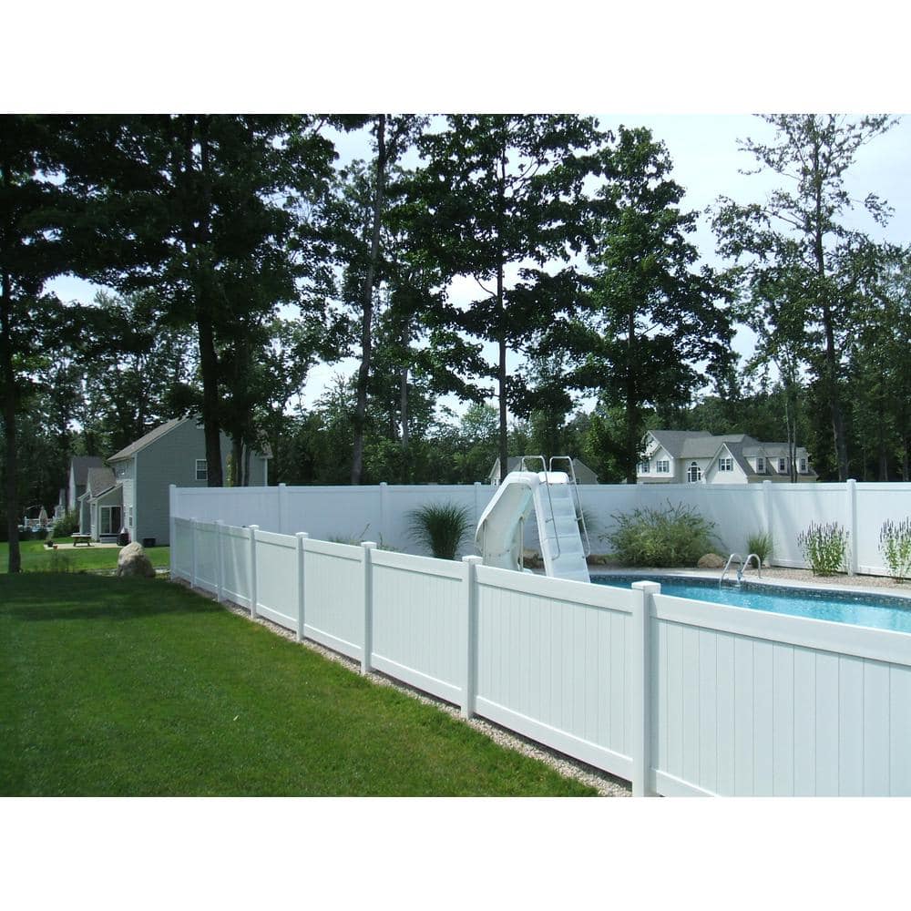 Weatherables 48 in. H x 132 ft. L Pembroke White Vinyl Flat Top Complete Privacy Fence Project Pack
