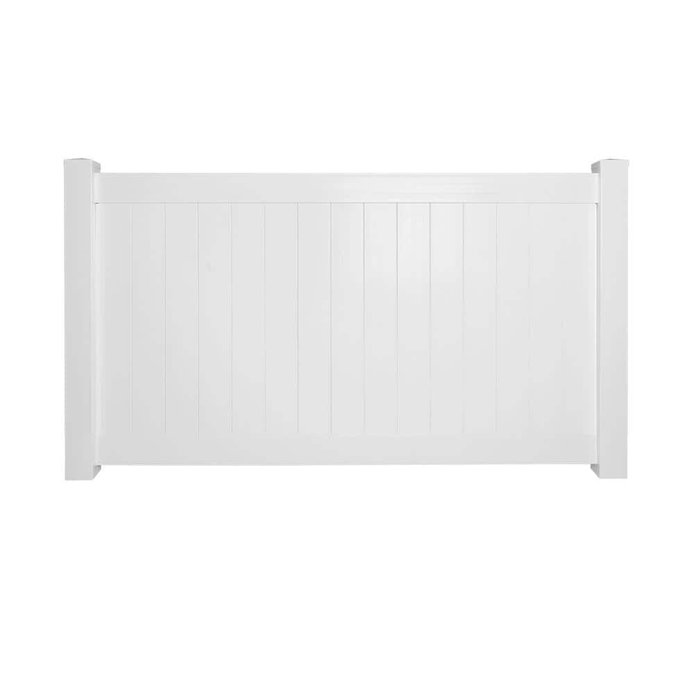 Weatherables 48 in. H x 132 ft. L Pembroke White Vinyl Flat Top Complete Privacy Fence Project Pack