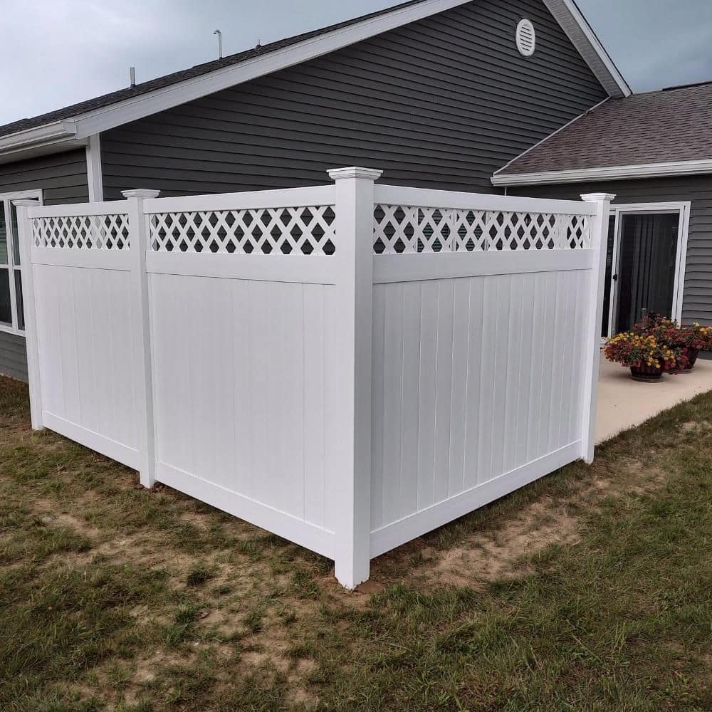 Weatherables Glenshire 6 ft. H x 8 ft. W White Vinyl Lattice Top Fence Panel Kit