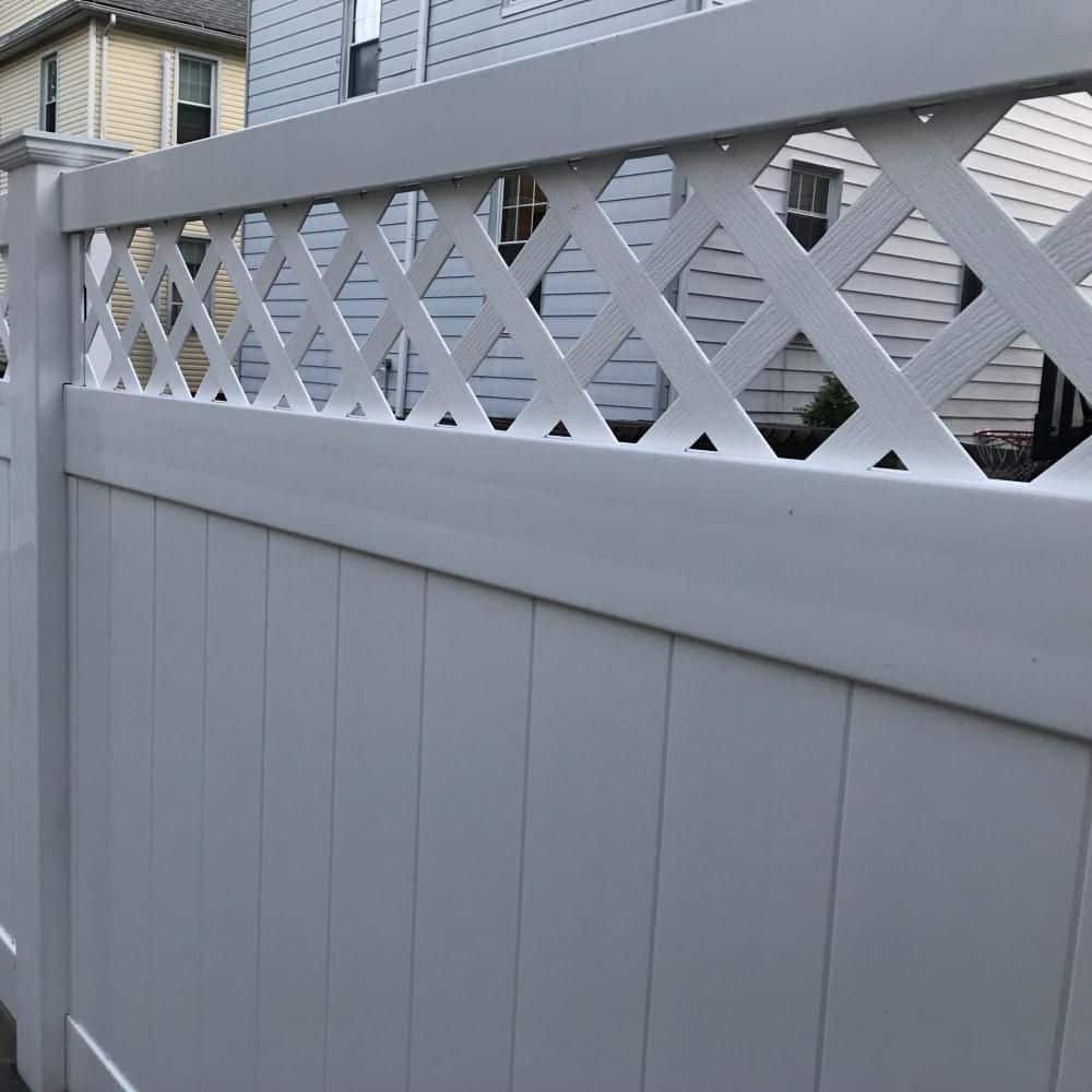 Weatherables Glenshire 6 ft. H x 8 ft. W White Vinyl Lattice Top Fence Panel Kit