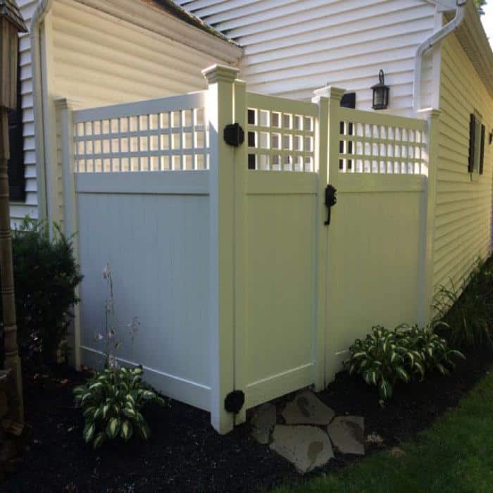 Weatherables Gideon 7 ft. H x 8 ft. W White Vinyl Square Lattice Top Privacy Fence Panel Kit