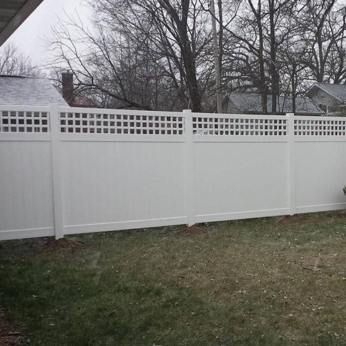 Weatherables Gideon 7 ft. H x 8 ft. W White Vinyl Square Lattice Top Privacy Fence Panel Kit
