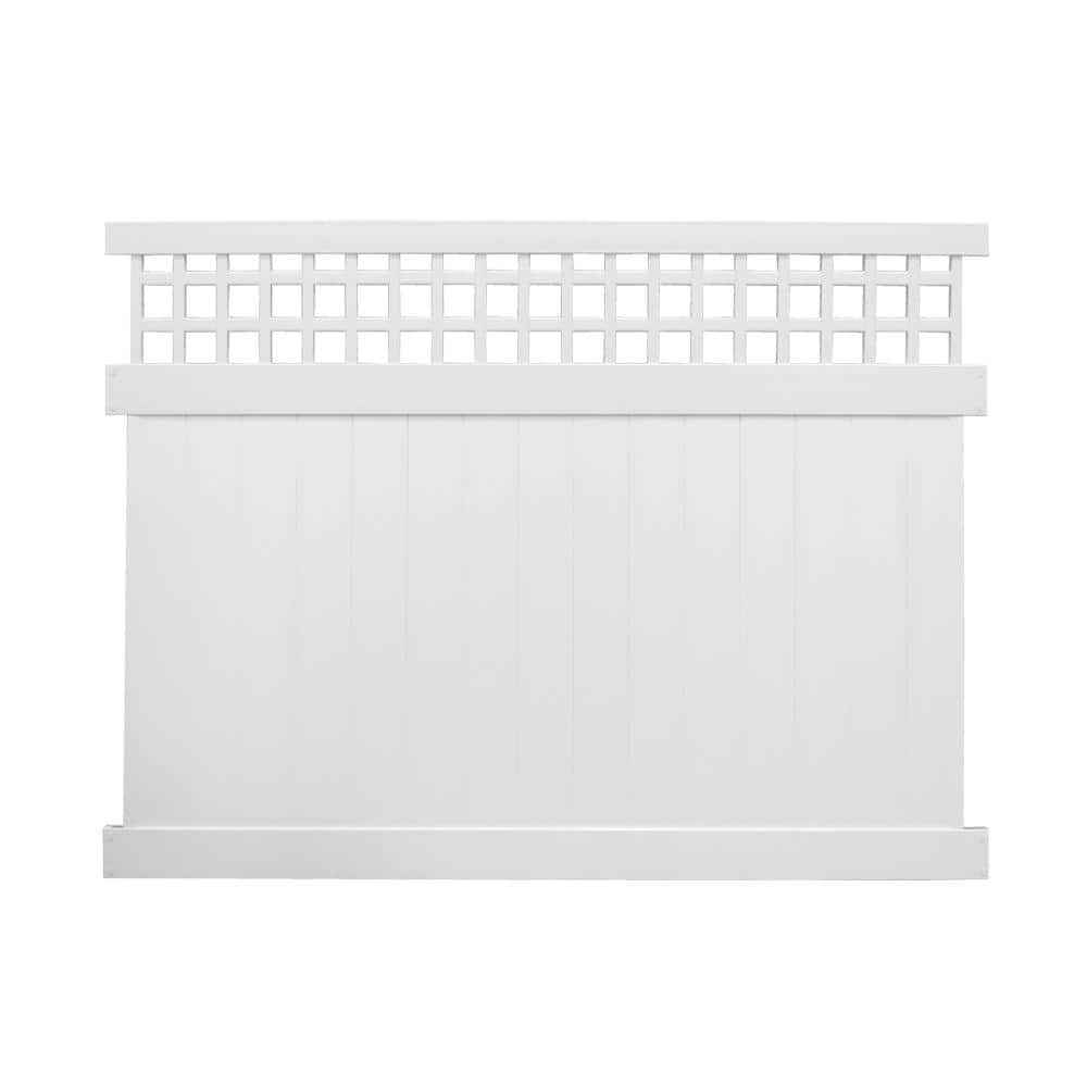 Weatherables Gideon 7 ft. H x 8 ft. W White Vinyl Square Lattice Top Privacy Fence Panel Kit