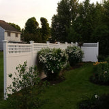 Weatherables Gideon 7 ft. H x 8 ft. W White Vinyl Square Lattice Top Privacy Fence Panel Kit