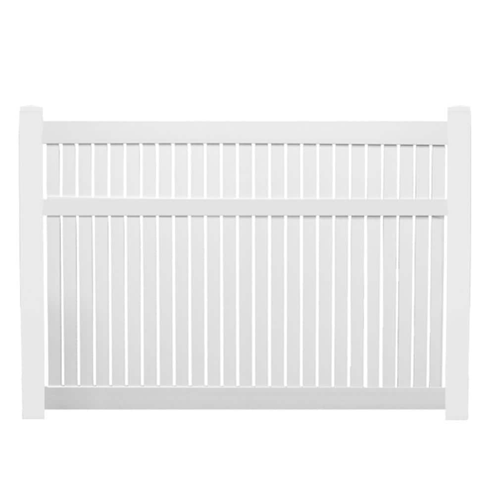 Weatherables 72 in. H x 132 ft. L Huntington White Vinyl Flat Top Complete Semi-Privacy Fence Project Pack