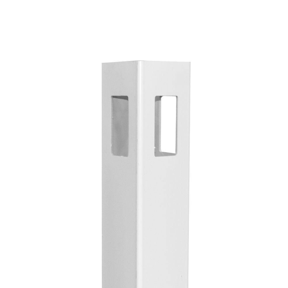 Weatherables 5 in. x 5 in. x 8.75 ft. White Vinyl Fence 3-Way Post