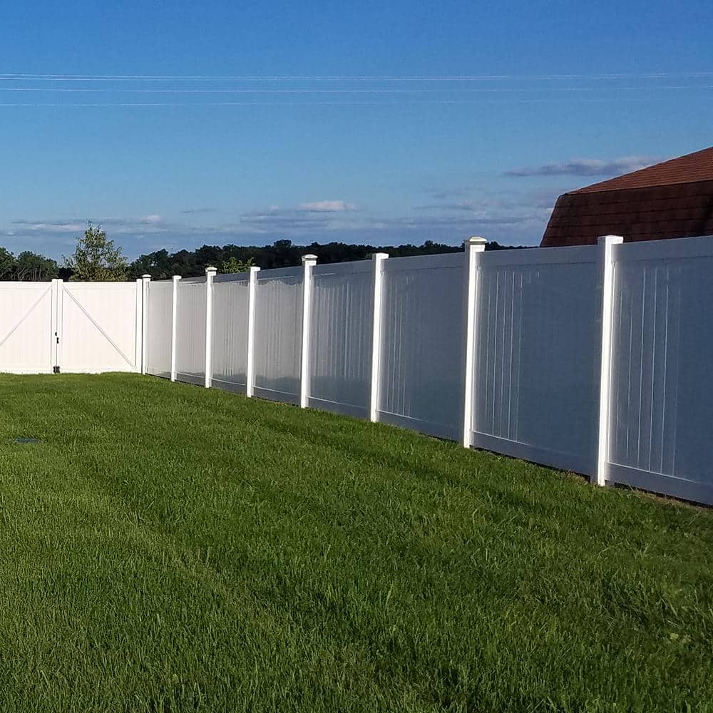 Weatherables 5 in. x 5 in. x 8 ft. White Vinyl Fence End Post