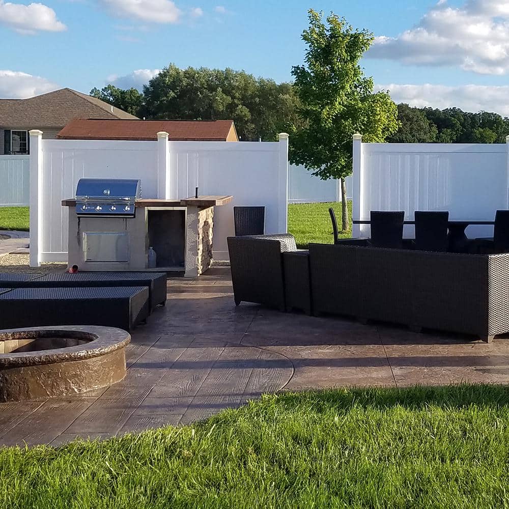Weatherables 5 in. x 5 in. x 8 ft. White Vinyl Fence End Post