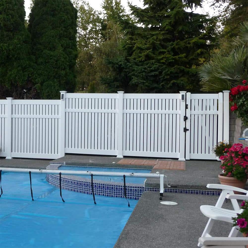 Weatherables 5 in. x 5 in. x 9 ft. Vinyl Fence Gate End Post