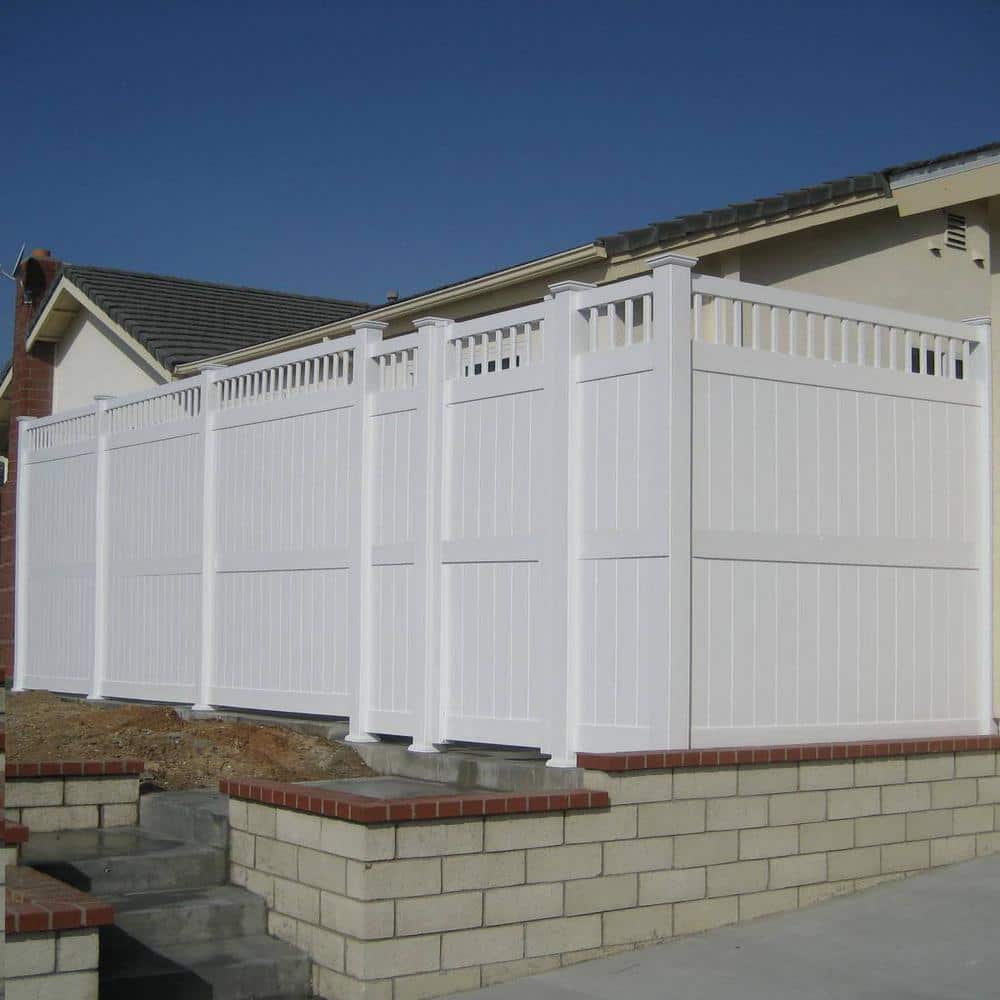 Weatherables 5 in. x 5 in. x 9 ft. Vinyl Fence Gate End Post