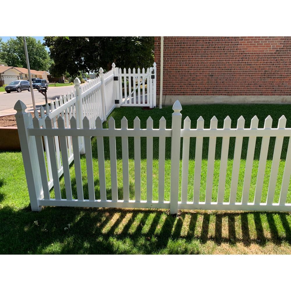 Weatherables 4 in. x 4 in. x 7 ft. Vinyl Fence Line Post